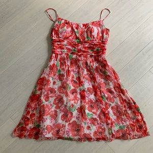 Poppy print silk summer dress
